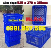 Sọt nhựa Hs018, sóng nhựa Hs018, sọt nhựa 525 x 370 x 215mm