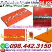 Pallet lót sàn sân khấu 1000x500x50mm mặt kín màu cam