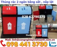 Thùng rác 2 ngăn bằng thép nắp lật