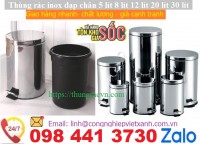 Thùng rác inox đạp chân 5 lít 8 lít 12 lít 20 lít và 30 lít