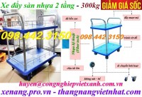 Xe đẩy hàng sàn nhựa 2 tầng - 300kg giá rẻ call 0984423150 - Huyền