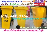 Thùng rác nhựa 120 lít màu vàng