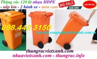 Thùng rác nhựa 120 lít màu cam