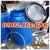 Thùng phuy nhựa nắp hở, phuy nhựa nắp hở 220 lít, thùng đựng hóa chất 220L, thùn