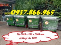 Thùng rác đạp chân chia 2 ngăn, thùng rác đan năng, thùng gom rác thải 660l khu