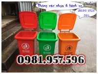 Thùng rác 60L nắp kín nhựa HDPE, thùng rác 60L có bánh xe