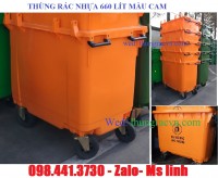 Xả hàng kho thùng rác 660 lít - Thùng rác nhựa 660 lít màu cam – Xe rác 660 lít