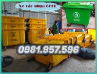 Xe rác nhựa 660L, xe đẩy rác 4 bánh, xe đẩy rác công nghiệp