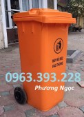 Thùng rác công nghiệp 120L, thùng rác 2 bánh xe nhựa HDPE, thùng rác 120L nắp kí