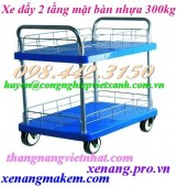 Xe đẩy hàng 2 tầng sàn nhựa 300kg giá rẻ call 0984423150 - Huyền