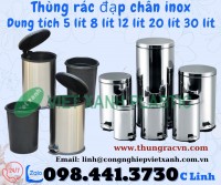 Thùng rác inox đạp chân 5 lít 8 lít 12 lít 20 lít và 30 lít