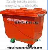 Bán Xe đẩy rác công cộng 660 lít composite 4 bánh