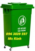 Thùng rác 90 lít nắp kín nhựa HDPE, thùng rác công cộng giá rẻ - 0963839597