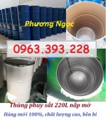 Thùng phuy nắp mở, phuy sắt 220L nắp mở, thùng phuy sắt đai khóa, phuy sắt mới