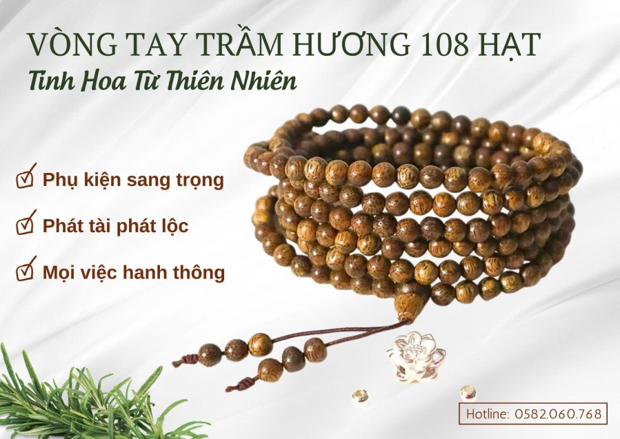 Vòng tay trầm hương 108 hạt - mộc mạc, ý nghĩa,phù hợp cho mọi lứa tuổi