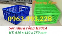 Sọt nhựa HS014, sóng nhựa công nghiệp 2T5, sọt nhựa rỗng cao 25 cm