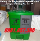 Thùng rác phân loại, thùng rác nhựa HDPE đạp chân 40L