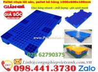 Pallet nhựa 1000x600x100mm chuyên lót kho, kê hàng