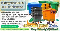 Thùng rác 660 lít HDPE nhiều màu