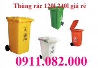 Bán thùng rác nhựa màu xanh giá rẻ, thùng rác 120l 240l 660l giá sỉ lẻ- lh 09110