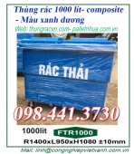 Xe đẩy thu gom rác 1000 lít composite 4 bánh