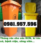 Thùng rác công nghiệp 2 bánh xe, thùng rác 120L ngoài trời, thùng rác nhựa HDPE