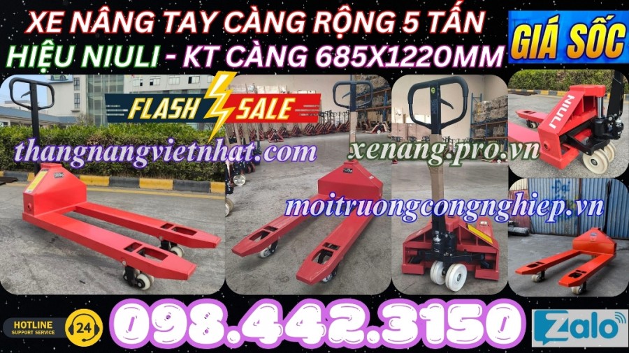 Xe nâng tay thấp 5000kg càng rộng AC50M - NIULI