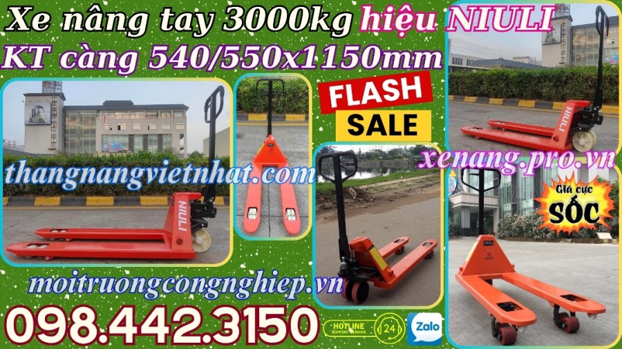 Xe nâng tay thấp 3000kg càng hẹp AC30S - NIULI