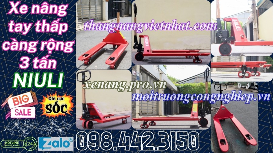 Xe nâng tay thấp 3000kg càng rộng AC30M - NIULI