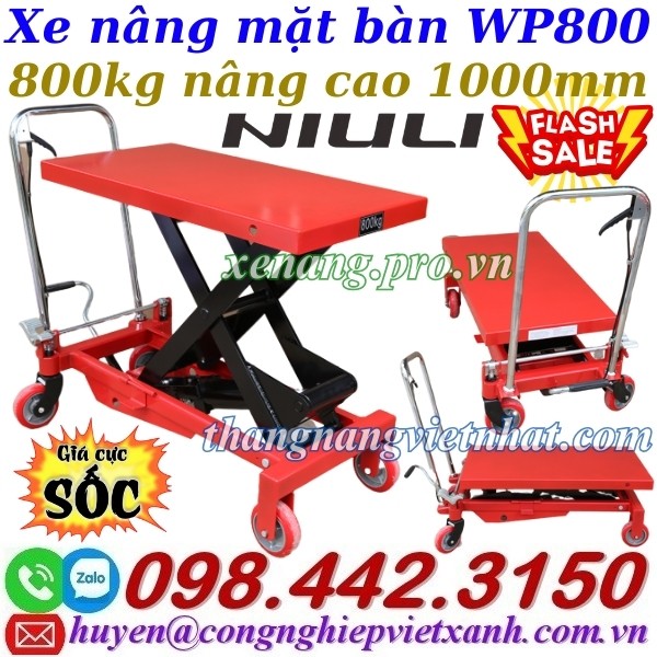 Xe nâng mặt bàn 800kg nâng cao 1 mét WP800 NIULI
