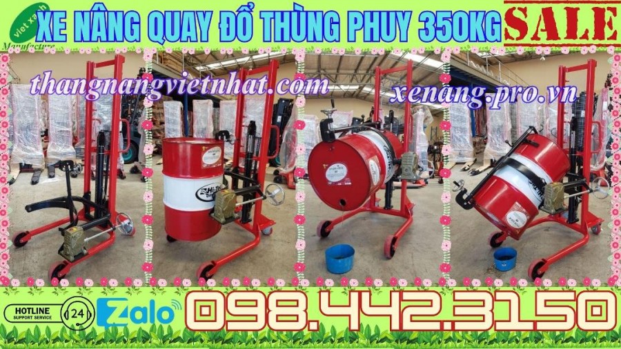 Xe nâng quay đổ phuy COT-0.35 - 350kg nâng cao 1.4 mét