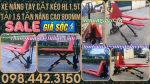 Xe nâng tay cắt kéo 1500kg nâng cao 800mm HL1.5T