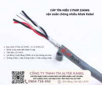 Cáp tín hiệu 2Pair 22AWG vặn xoắn chống nhiễu Altek Kabel