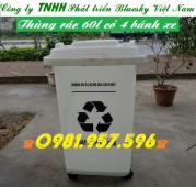 Thùng rác 60l, thùng rác 4 bánh xe, thùng rác y tế