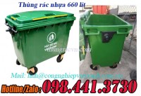 Thùng rác nhựa 660 lít màu xanh giá rẻ