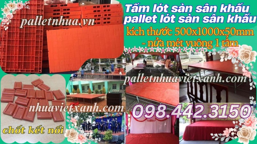 Pallet nhựa lót sàn sân khấu 500x1000x50mm