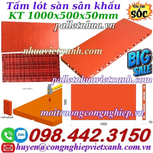 Tấm lót sân khấu mặt kín màu cam - KT 500x1000x50mm