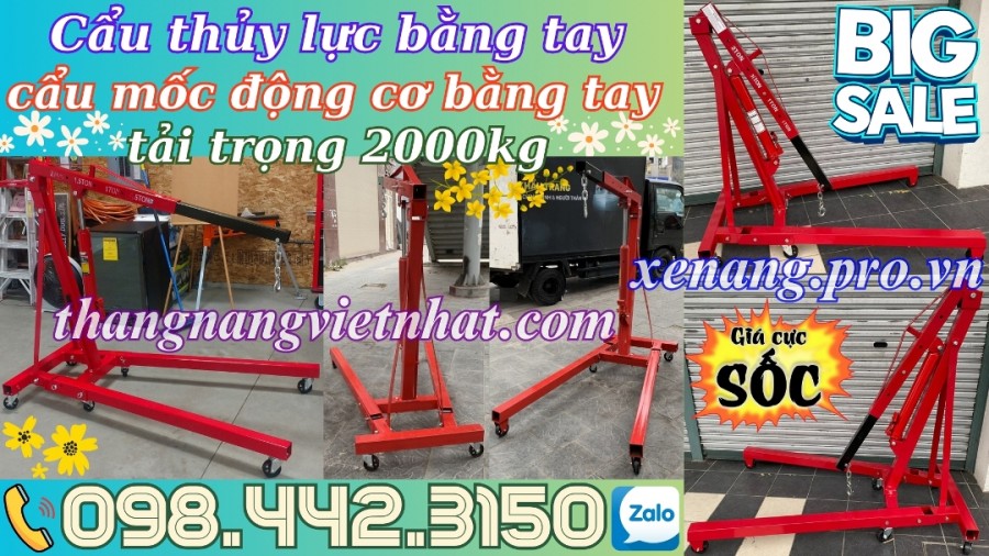 Cẩu thủy lực mini bằng tay 2 tấn
