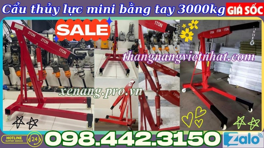 Cẩu thủy lực mini bằng tay 3 tấn