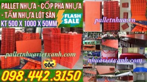 Pallet lót sàn sân khấu - lót kho lạnh 500x1000x50mm - mặt kín - màu cam