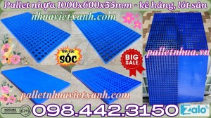 Pallet nhựa không chân 1000x600x35mm - mặt lưới và mặt kín
