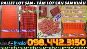Pallet nhựa làm sân khấu 1000x500x50mm mặt kín màu cam