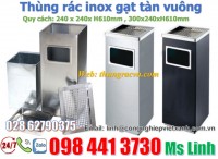 Thùng rác inox vuông gạt tàn 240x240x610mm , 300x240x610mm