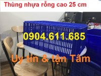 Thùng nhựa rỗng cao 25 cm, sọt nhựa chữ nhật đựng hải sản, sọt nhựa nguyên sinh