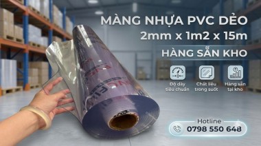 Màng nhựa Pvc dẻo 2mm x 1m2 x 15m, hàng sẵn kho