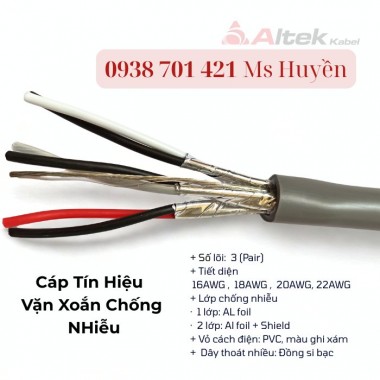 Cáp Tín Hiệu Vặn Xoắn 3pair chống nhiễu – Tiết diện đa dạng (16AWG - 22AWG)