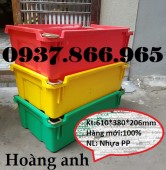 Thùng nhựa A2 đựng thủy hải sản thiết kế quai sắt, thùng nhựa xếp chồng A2, hộp