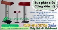 Bục phát biểu inox ốp gỗ - Bục phát biểu đứng kiểu mỹ