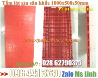 Pallet nhựa mặt liền lót kho, sân khấu mặt liền màu cam 1000x500x50mm