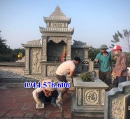 060+ lăng mộ đá gia đình dòng họ đẹp bán Vĩnh Long, hai mái che